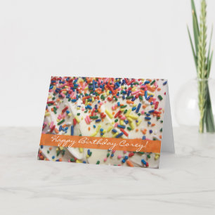 Cartão Para Ele Bolo E Pregos De Noite Coloridos