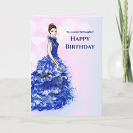 Cartão Para Filha no Birthday Sparkly Blue Gown Design