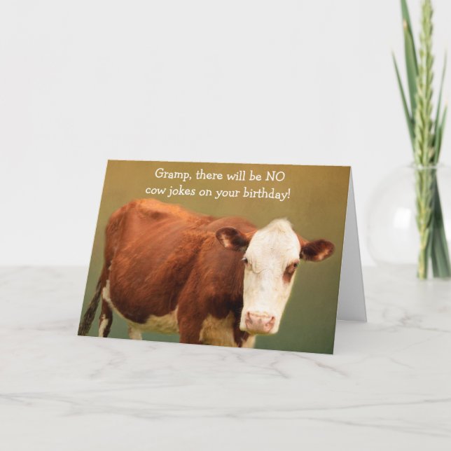 Cartão Para Gramp Funny Cow Birday Card (Frente)