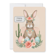 Cartão para impressão Boho Easter Bunny - Whimsica