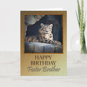 Cartão Para irmão adotivo um Aniversário com um leopard