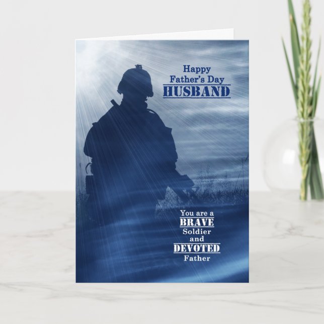 Cartão Para marido militar em Dia de os pais (Frente)
