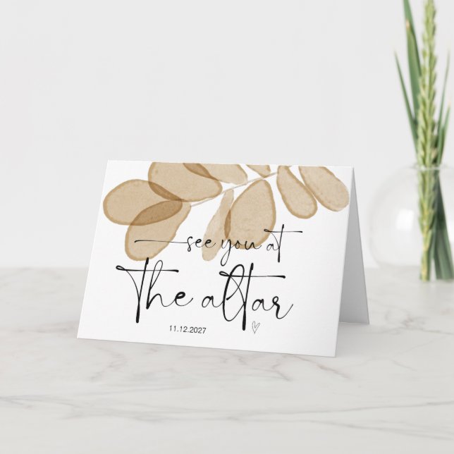 Cartão Para me alongar da noiva, veja você no Altar Sr. & (Frente)