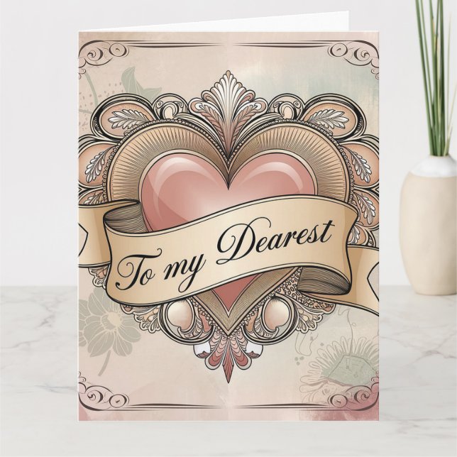 Cartão Para Meu Querido: Coração com Design Ornamentado (Frente)