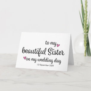 Cartão Para Minha Irmã no Meu Casamento pela Noiva