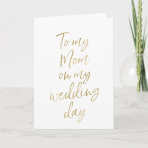 Cartão Para minha mãe no meu casamento Letra Dourada Es