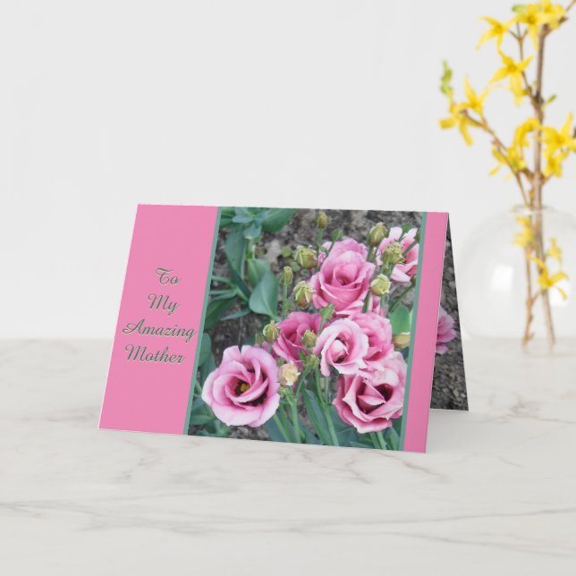 CARTÃO PARA MINHA MÃE/ROSAS DE ROSA INCRÍVEL (Flor Amarela)