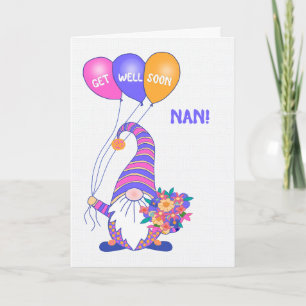 Cartão Para Nan Get Good Gnome Balloons Flowers Card