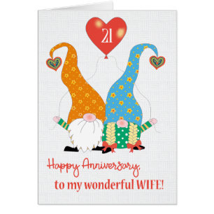 Cartão Para o aniversário de Ano Personalizado da Esposa