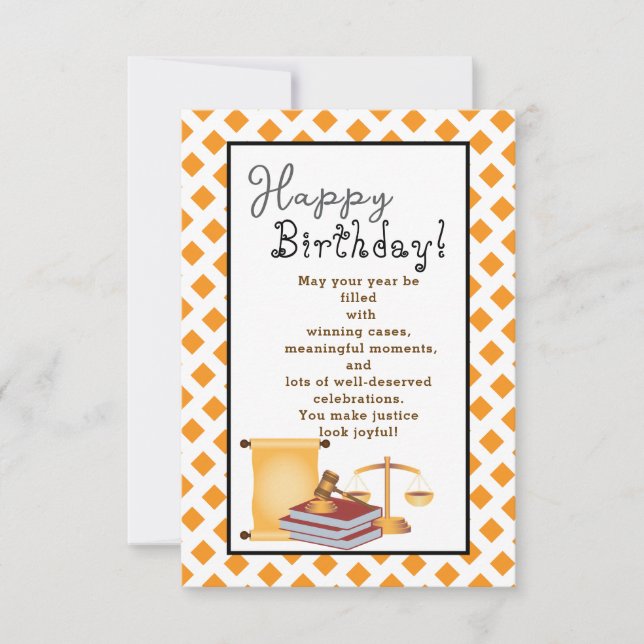Cartão Para o aniversário de um advogado adorável (Frente)