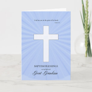 Cartão Para o Batismo Excelente do neto, Cruz Brilhante