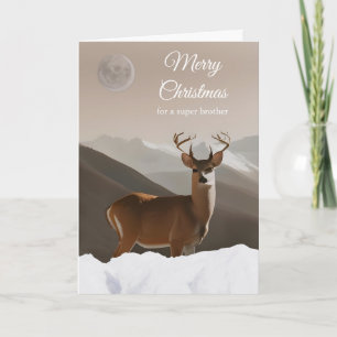 Cartão Para o Irmão Feliz Natal com Veado e Neve