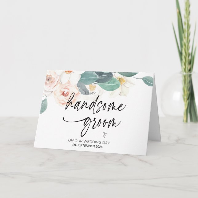 Cartão Para o meu belo noivo no nosso dia de casamento da (Frente)