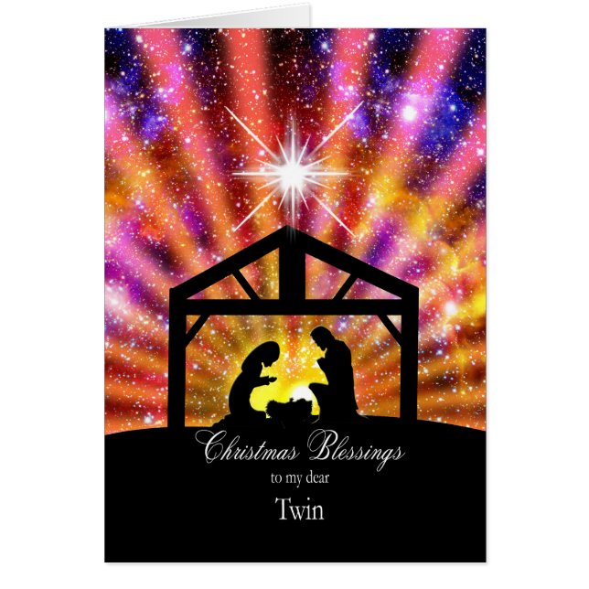 Cartão Para o meu gêmeo, pôr do sol de Natal (Frente)