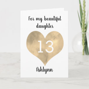 Cartão Para o meu lindo aniversário de 13 de filha