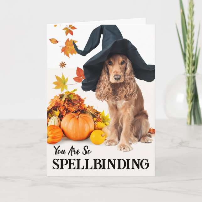 Cartão Para o Namorado de Spellbinding Halloween Dog em C (Frente)