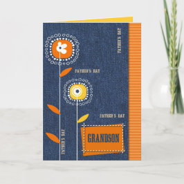 Cartão Para o neto no Dia de os pais Denim Design