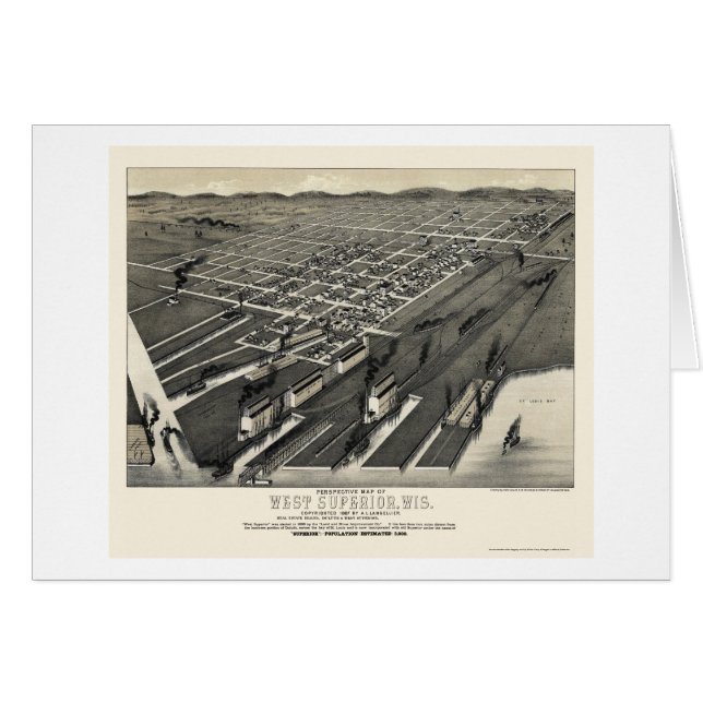 Cartão Para o oeste superior, mapa panorâmico dos WI - (Frente Horizontal)