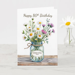 Cartão Para o seu 90º aniversário Celebrando Você Flores 