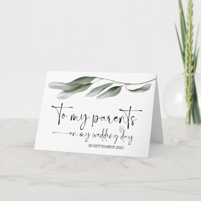 Cartão Para os meus pais no dia do casamento, obrigado no (Frente)