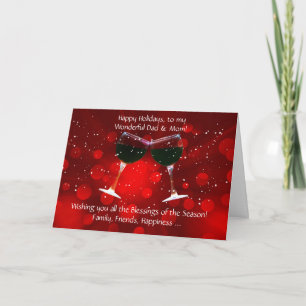 Cartão Para Pai e mãe Feliz Natal Feliz Vinho