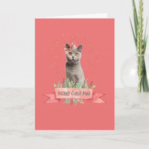 Cartão para Presente de Gatinho de Natal para Cria