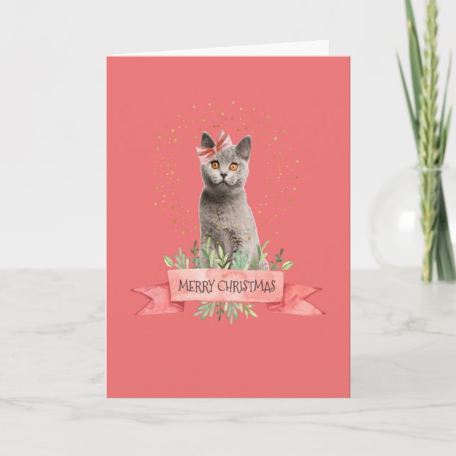 Cartão para Presente de Gatinho de Natal para Cria (Frente)