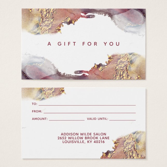 Cartão para Presente Líquido De Arte Moderna Roxo  (Frente & Verso)