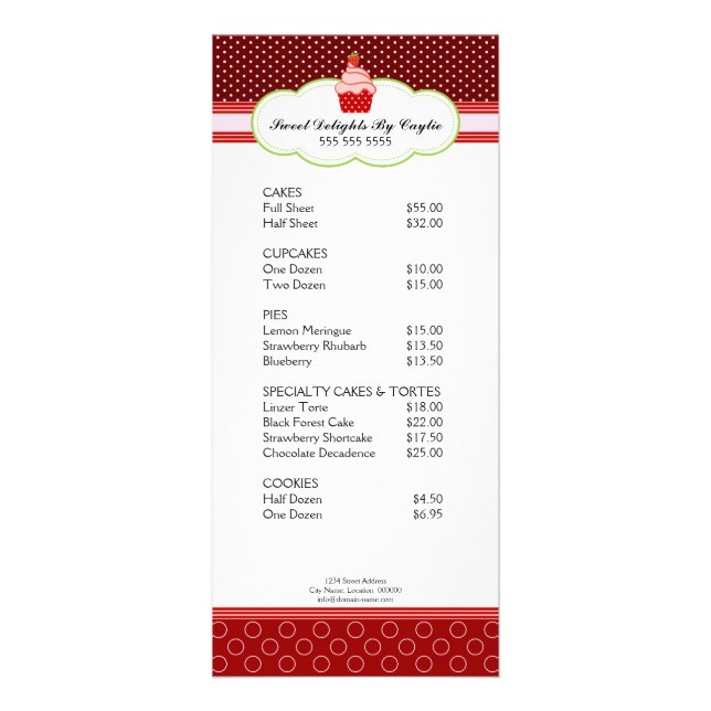 Cartão para rack de Cupcake de Morango (Frente)