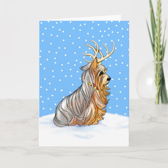 Cartão para Reenas de Natal Yorkshire Terrier (Frente)