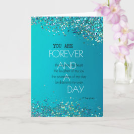 Cartão Para sempre e um poema do dia Aqua Teal Confetti