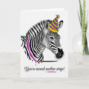 Cartão Para seu aniversário, Zebra, em Festa que pintou a