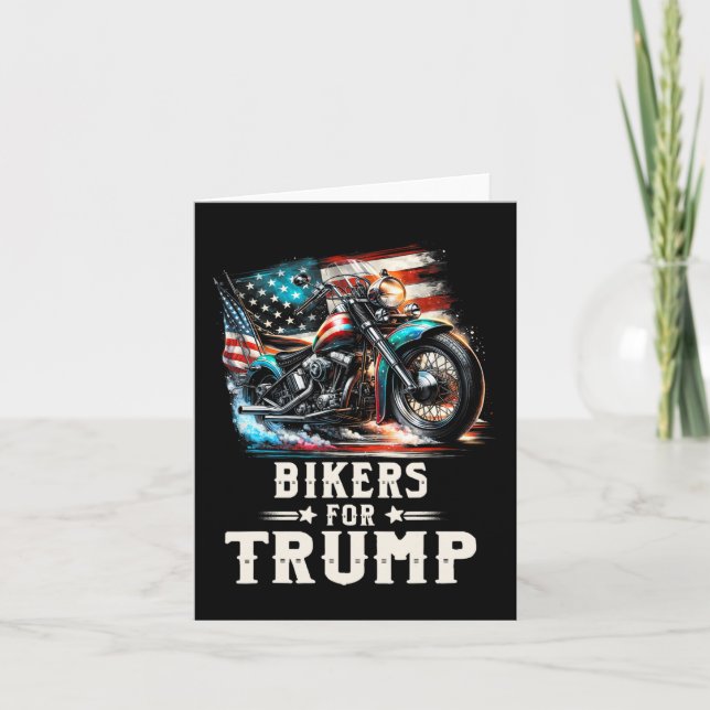 Cartão Para Trump 2024 Motorcycle Patriotic American Flag (Frente)