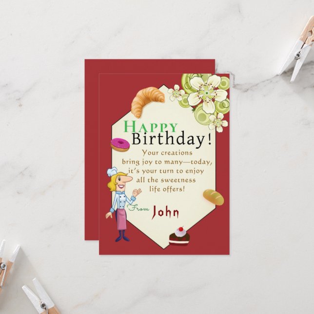 Cartão Para um chef de pastelaria (Frente/Verso In Situ)