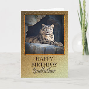 Cartão Para um padrinho um aniversário com um leopardo de