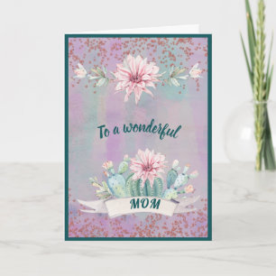 Cartão Para Uma Maravilhosa Mãe Watercolor Cactus