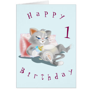 Cartão Parabéns 1 - Gatinho De Bebê Cute - Adicionar No