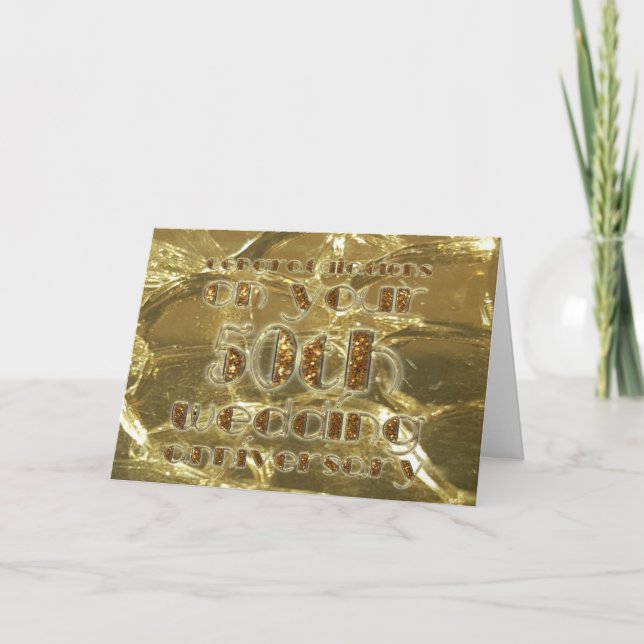 Cartão Parabéns 50º Aniversário de Casamento Dourado (Frente)