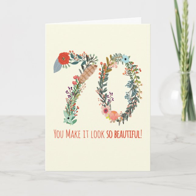 Cartão Parabéns 70, você faz parecer tão bonita C (Frente)