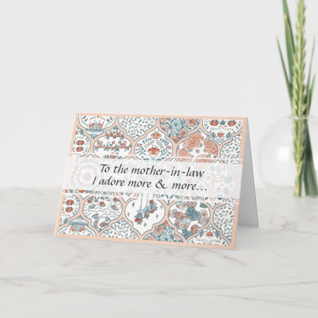 Cartão Parabéns à Madre-em-Direito Elegante de Arte Flora (Frente)