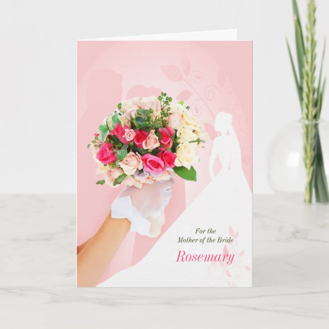Cartão Parabéns à Mãe da Noiva em Rosa (Frente)