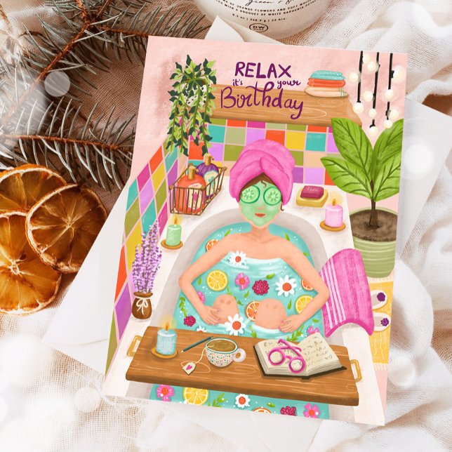 Cartão Parabéns Aniversário Relax Mulher Flores Mãe Menin (Criador carregado)