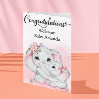 Parabéns ao Elefante Rosa Fofo Mãe Bebê