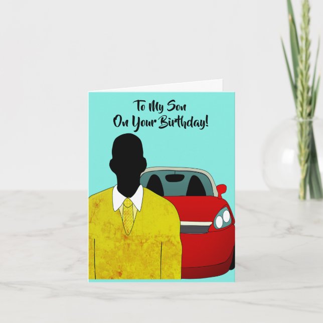 Cartão Parabéns ao Filho Africano Americano (Frente)