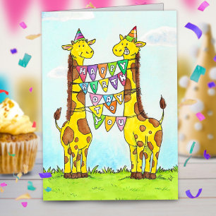 Cartão Parabéns ao Girafas no aniversário