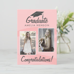Cartão Parabéns ao Graduado com Aquarela Rosa 2 Foto 