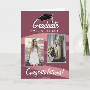 Cartão Parabéns ao Graduado com Aquarela Rosa 2 Foto