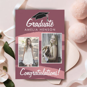 Cartão Parabéns ao Graduado com Aquarela Vermelha 2 Foto