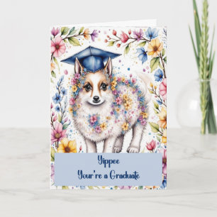 Cartão Parabéns ao Graduado da 8ª Série com Cachorro