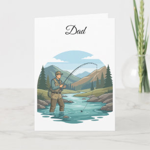 Cartão Parabéns ao papai pelo aniversário de pesca de tru
